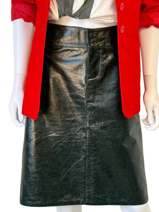 GAP Dresses & Skirts - Vintage Y2K GAP Black Leather Midi Skirt 6